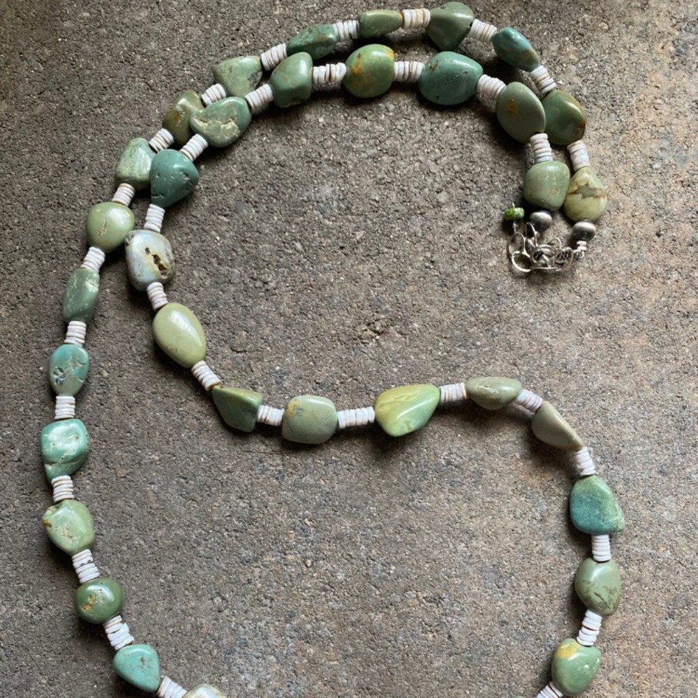 S.S.Green Turquoise Nuggets Withheishibeadnecklace